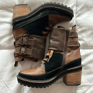 Women's Kelsi Dagger of Brooklyn PEAK Chunky Unique moto buckle boot SIZE 7